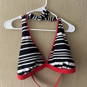 Lands End Size 18 Women’s Black White Red Triangle Bikini Swim Top 398272